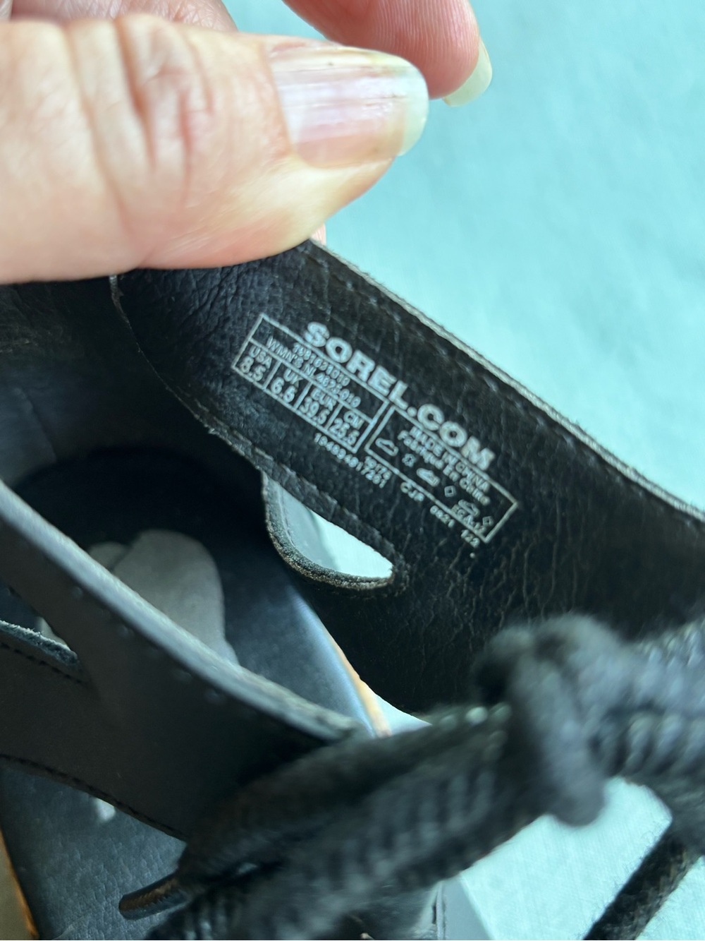 Sorel Black Lace-Up Cork Wedge Sandals - Picture 6 of 8